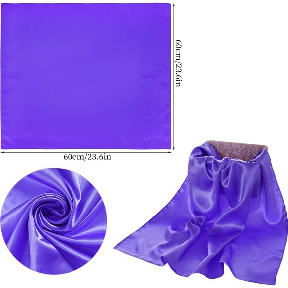 Women Purple Chiffon Square Ribbon Neck Scarf Satin Handkerchief For Halloween - Picture 2 of 7